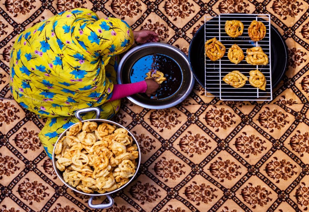 A Woman Preparing Tradition Food